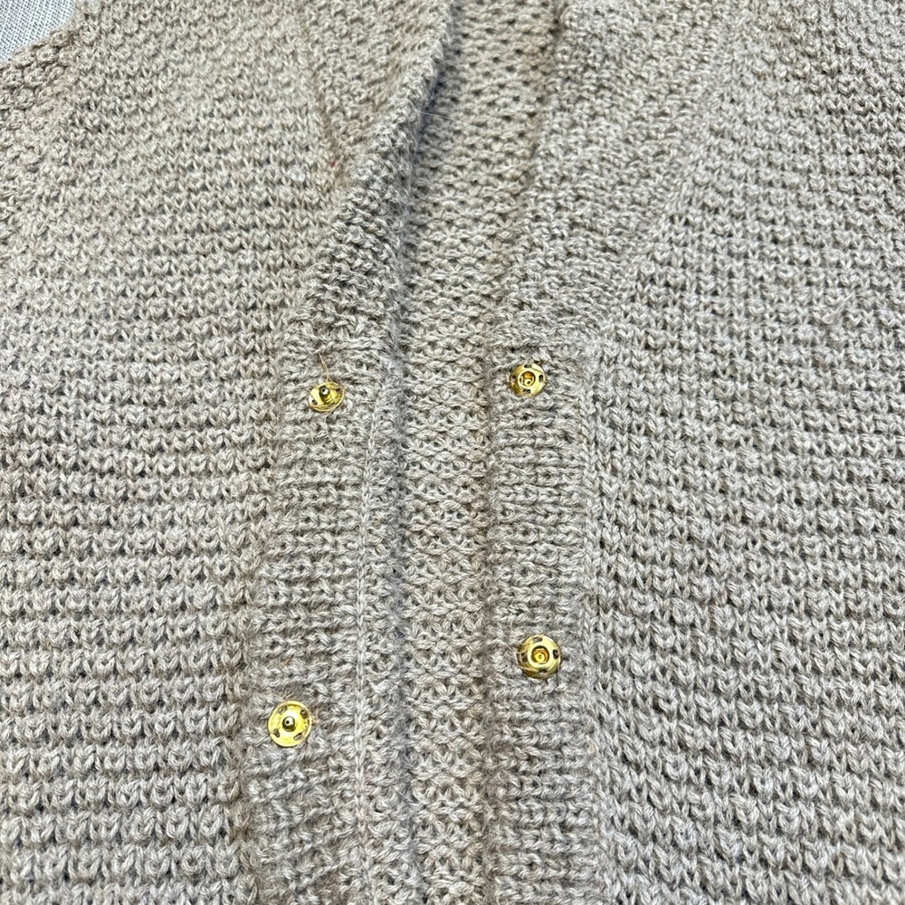 Peruvian Alpaca Cardigan Womens XL Neutral Chunky‎ Quiet Luxury Cottagecore Cozy - Picture 3 of 10